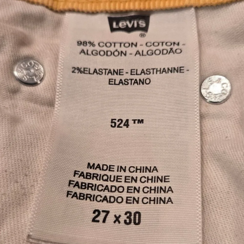 American Eagle Outfitters Yellow Gold Corduroy Straight Leg Jeans Size 27
